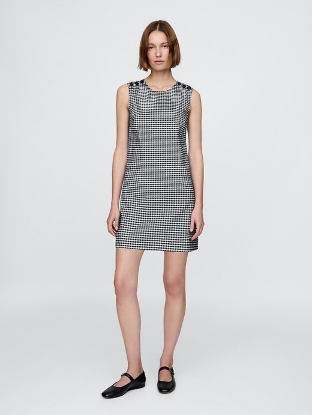 Gap Doen Gingham Denim Mini Dress Blue White Check Checkered Plaid Button 6
